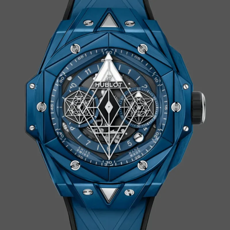 Hublot Big Bang Sang Bleu 418.EX.5107.RX.MXM21 Replica - Blaues Zifferblatt Keramik