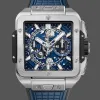 Hublot Square Bang Unico Titanium Blue 821.NX.5170.RX Replica - Kautschukarmband Titan