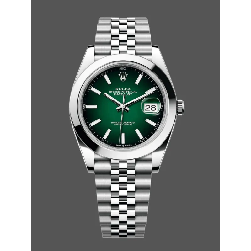 Rolex Datejust 126300 Wimbledon 126300 Replica - Gruenes Zifferblatt Jubilee-Armband