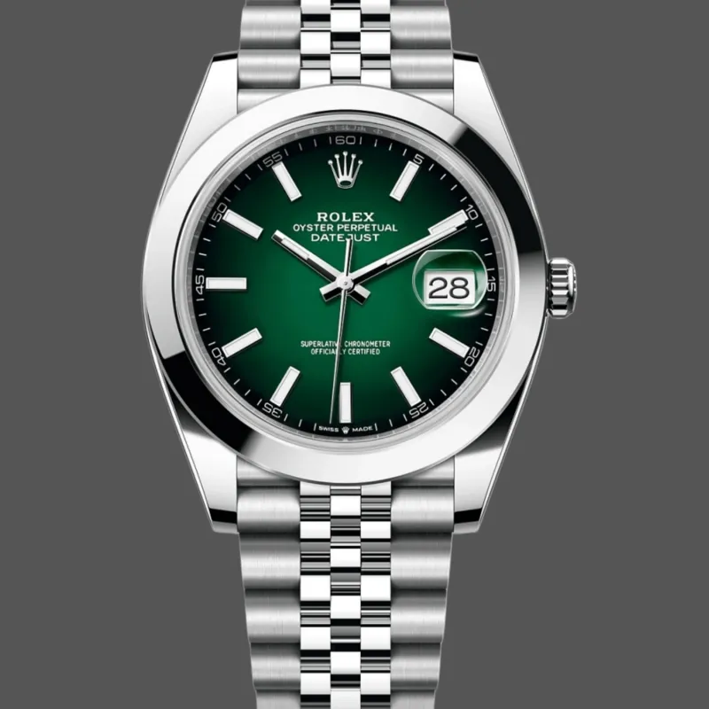 Rolex Datejust 126300 Wimbledon 126300 Replica - Gruenes Zifferblatt Jubilee-Armband