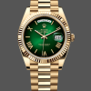 Rolex Day-Date 40 228238 Replica - Gruenes Zifferblatt Geriffelte Luenette
