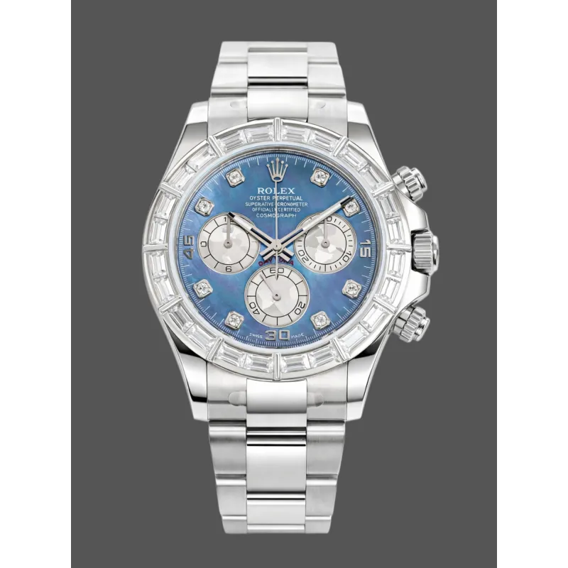 Rolex Cosmograph Daytona 116589 Replica - Eisblaues Zifferblatt Diamantluenette