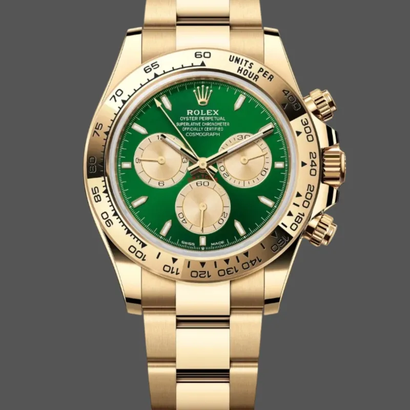 Rolex Cosmograph Daytona John Mayer 126508 Replica - Gruenes Zifferblatt Tachymeter-Luenette