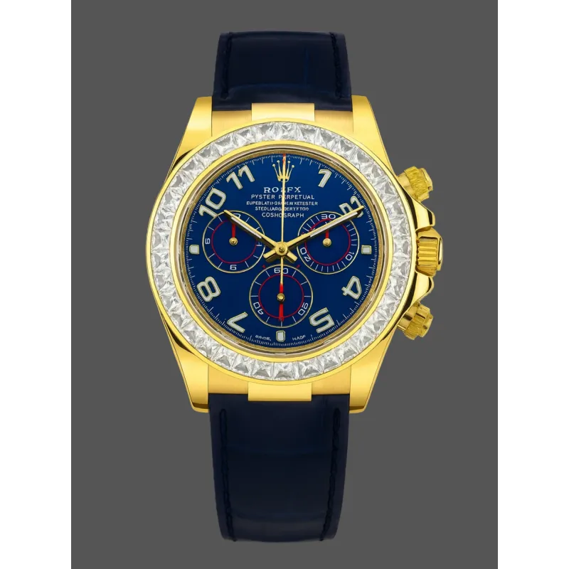 Rolex Daytona 116518 Replica - Blaues Zifferblatt Diamantluenette
