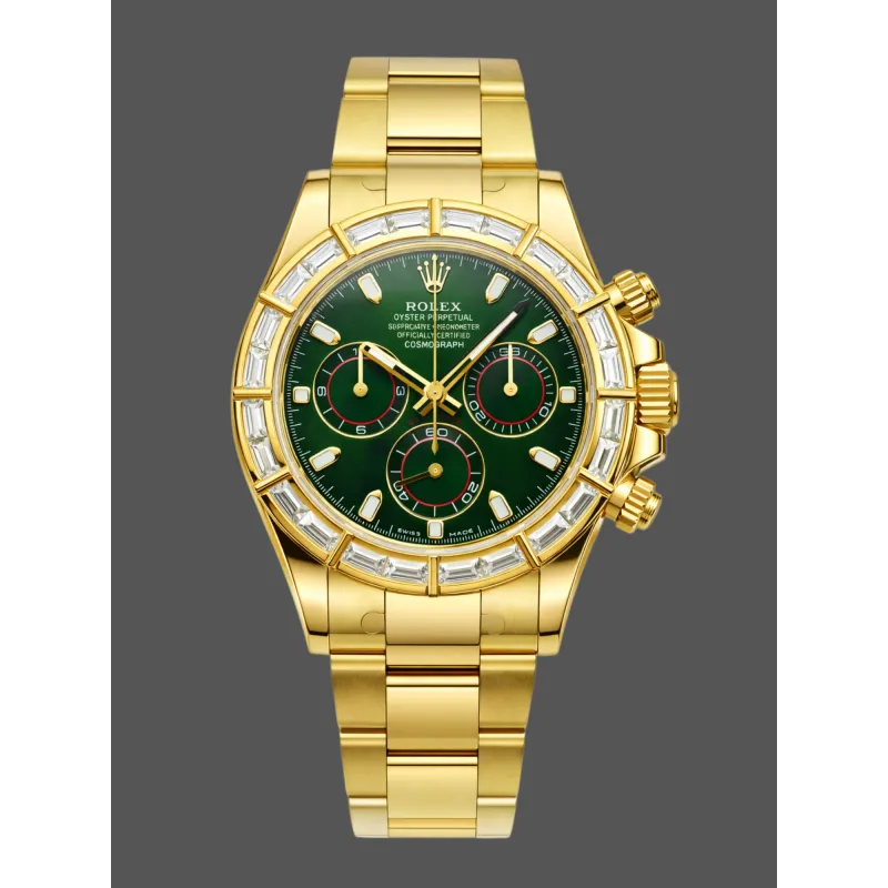 Rolex Daytona 116568BR Replica - Gruenes Zifferblatt Diamantluenette