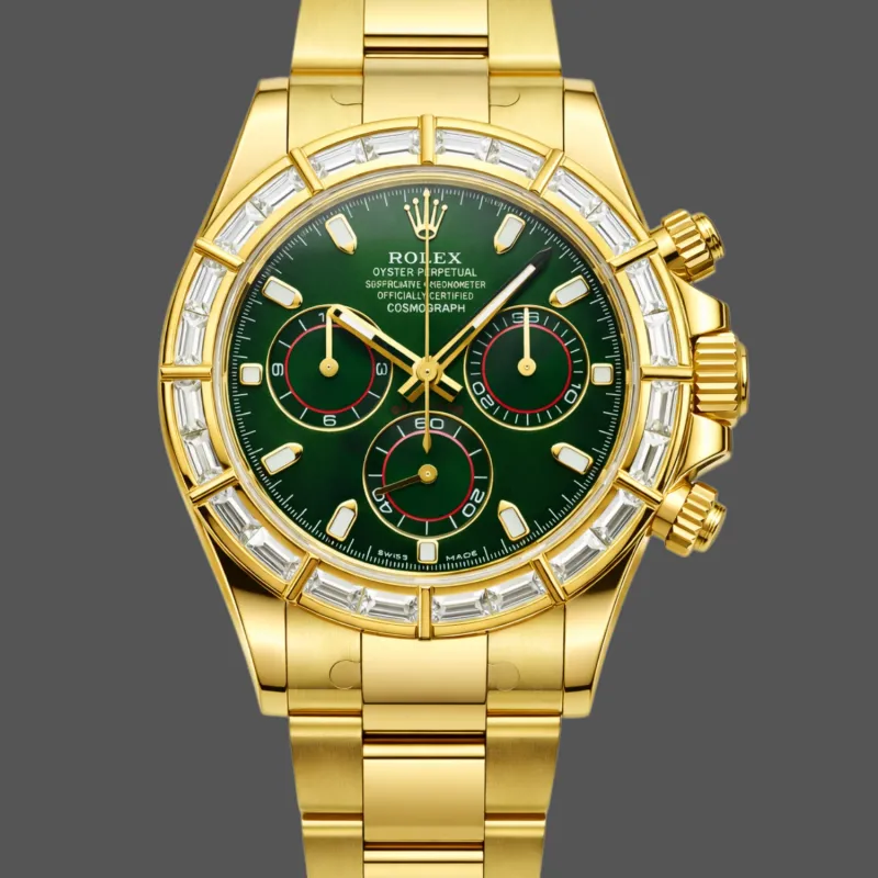 Rolex Daytona 116568BR Replica - Gruenes Zifferblatt Diamantluenette