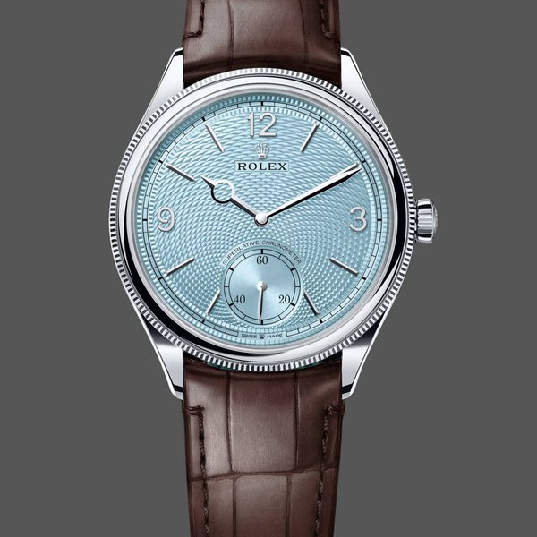 Replica Rolex 1908 52506 0002 Ice Blue Dial Brown Leather Strap 39 mm Replica Uhren