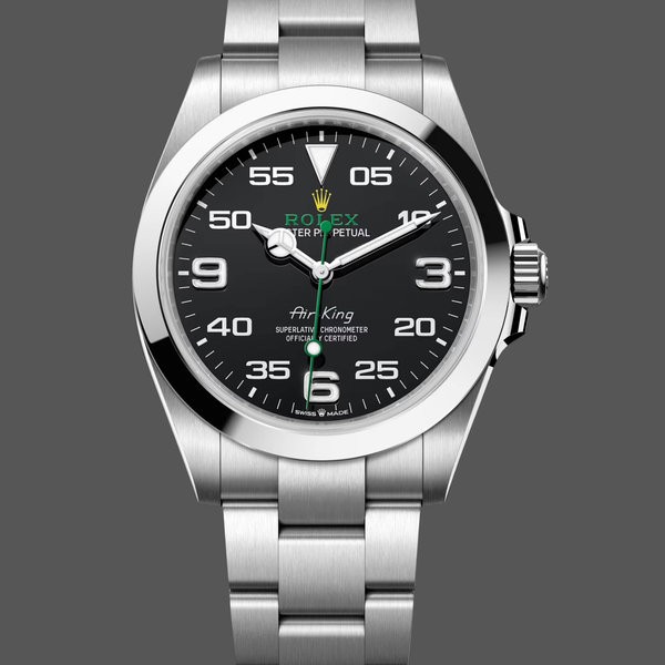 Replica Rolex Air-King Stainless Steel Black Arabic Dial 116900 40mm Herren Replica Uhren