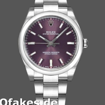 Replica Rolex Oyster Perpetual Air-King 114200 Grape Red Index Dial 34mm Unisex Replica Uhren