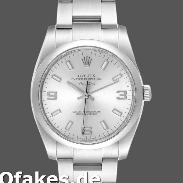 Replica Rolex Oyster Perpetual Air-King 114200 Silber Arabisch Zifferblatt 34mm Unisex Replica Uhren