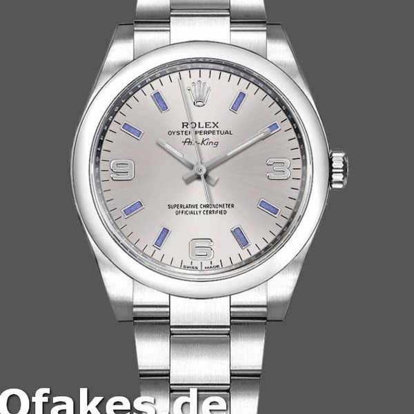 Replica Rolex Oyster Perpetual Air-King 114200 Silver Dial 34mm Unisex Uhr Replica