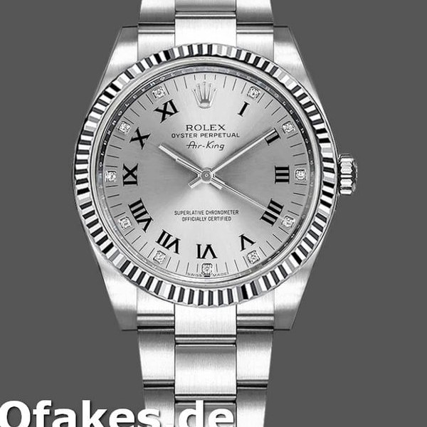 Replica Rolex Oyster Perpetual Air-King 114234 Silver Roman Diamond Dial 41mm Replica Uhren