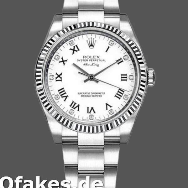Replica Rolex Oyster Perpetual Air-King 114234 White Diamond Dial 34mm Unisex Replica Uhren