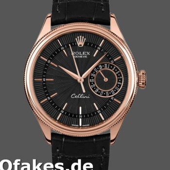 Replica Rolex Cellini Date 50515 Rose Gold Black Index Dial 39mm Herren Replica Uhren