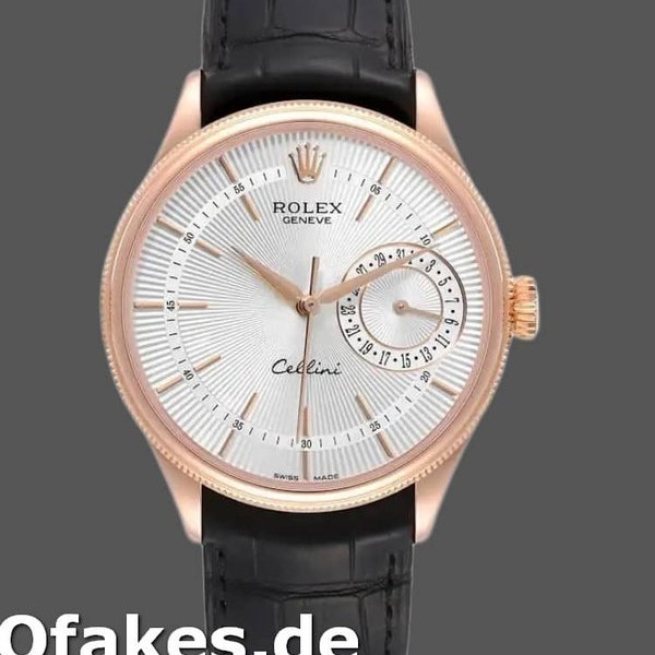 Replica Rolex Cellini Date 50515 Rose Gold Silver Guilloche Index Dial 39mm Herren Replica Uhren