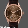 Replica Rolex Cellini Dual Time 50525 Brown Guilloche Dial Brown Leather Strap 39mm Herren Replica Uhren
