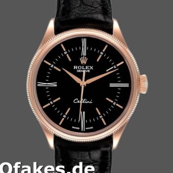 Replica Rolex Cellini Time 50505 Black Leather Strap Black Dial 39mm Herren Replica Uhren