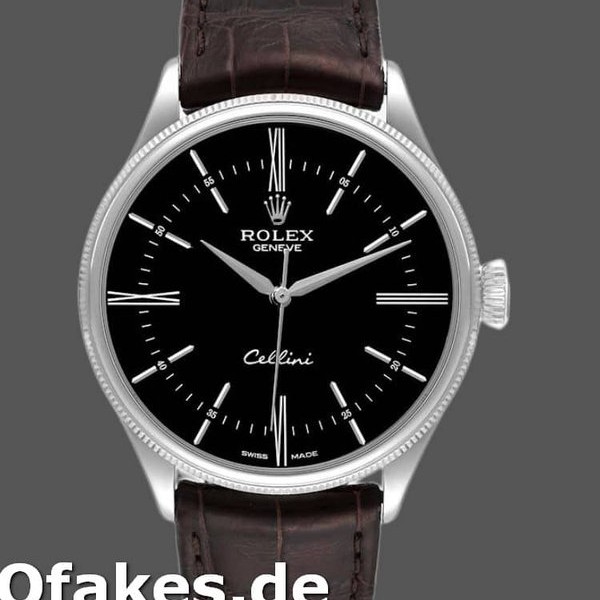 Replica Rolex Cellini Time 50509 Brown Leather Strap Black Dial 39mm Herren Replica Uhren
