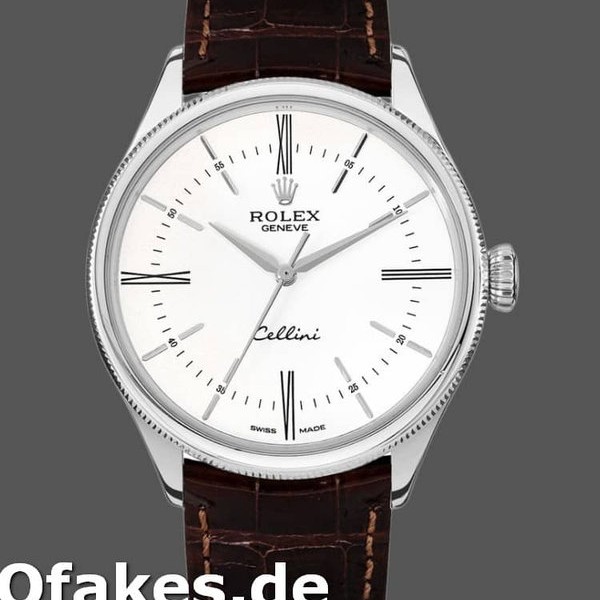 Replica Rolex Cellini Time 50509 Brown Leather Strap White Dial 39mm Herren Replica Uhren