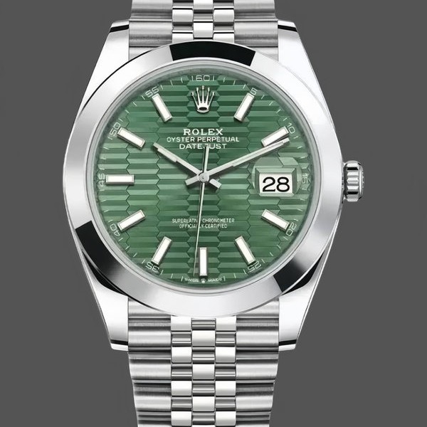 Replica Rolex Datejust 41 Mint Green Dial mit glatter Lünette 126300 Herrenuhr