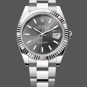 Replica Rolex Datejust 41 White Gold Fluted Bezel Slate Dial Oyster M126334 0013 Herrenuhr
