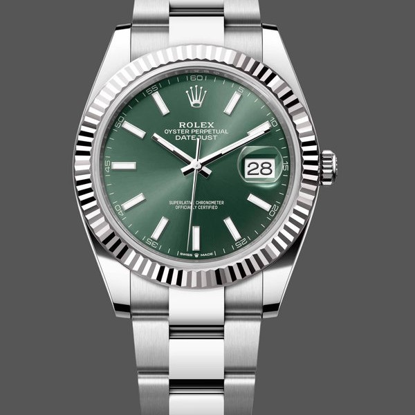 Replica Rolex Datejust 41mm Fluted Bezel Green Dial m126334 0027 Herren Replica Uhren