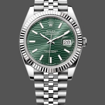 Replica Rolex Datejust 41mm Stainless Steel 126334 0030 Mint Green Dial Fluted Jubilee