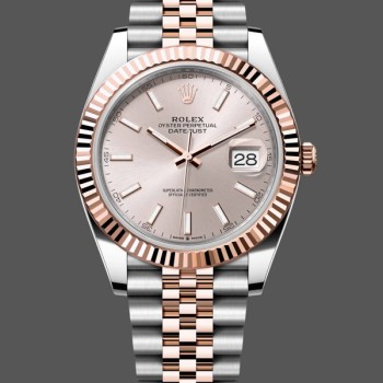Replica Rolex Datejust 41mm Two Tone Rose Gold Jubilee Band Sundust Index Dial 126331 0010