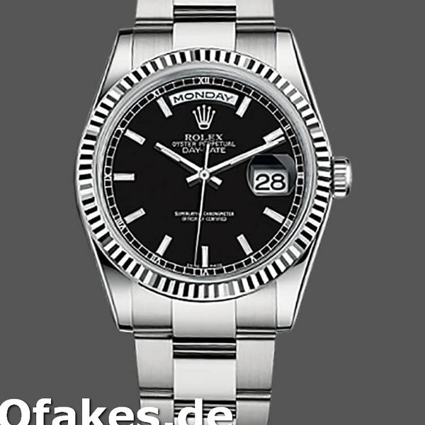 Replica Rolex Day-Date 118239 Black Dial Fluted Bezel 40mm Unisex Replica Uhren