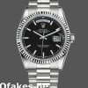 Replica Rolex Day-Date 118239 Weißgold Schwarzes Zifferblatt Geriffelte Lünette 36mm Unisex Replica Uhren