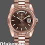 Replica Rolex Day-Date 228235 Chocolate Brown Diagonal Motif Dial Fluted Bezel 40mm Herren Replica Uhren
