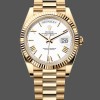 Replica Rolex Day-Date 228238 Weißes römisches Zifferblatt Geriffelte Lünette 40mm Herren Replica Uhren