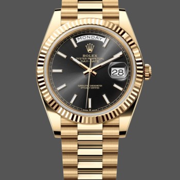 Replica Rolex Day Date 40mm Gelbgold President Black Dial m228238 0067