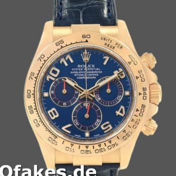 Replica Rolex Cosmograph Daytona 116518 Lederarmband Blaues Zifferblatt 40mm Herren Replica Uhren