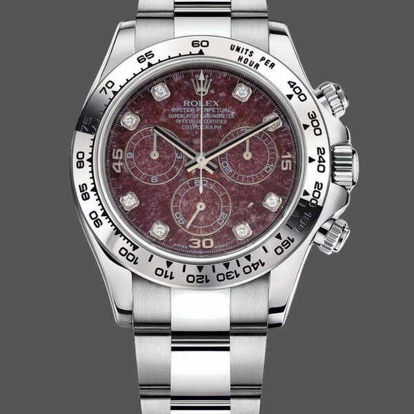 Replica Rolex Cosmograph Daytona 40MM White Gold Rare Rubellite Dial 116509 Herrenuhr
