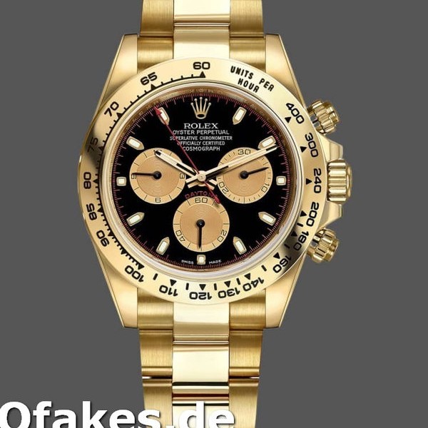 Replica Rolex Daytona 116508 Gelbgold Schwarzes Zifferblatt 40MM Herren Replica Uhren