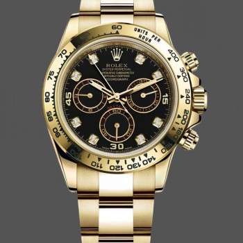 Replica Rolex Daytona 116508 Gelbgold Schwarz Diamant Zifferblatt 40MM Herren Replica Uhren