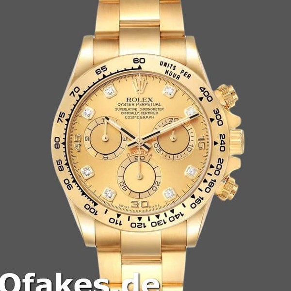 Replica Rolex Daytona 116508 Gelbgold Champagner Diamant Zifferblatt 40MM Herren Replica Uhren
