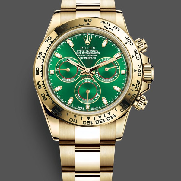 Replica Rolex Daytona 116508 Gelbgold Grünes Index-Zifferblatt 40MM Herren Replica Uhren