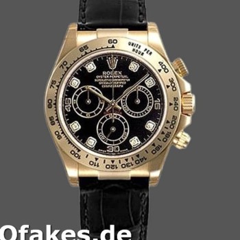 Replica Rolex Daytona 116518 Black Diamond Dial Black Leather strap 40mm Herren Replica Uhren