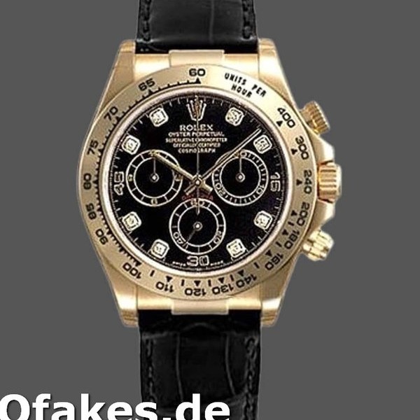 Replica Rolex Daytona 116518 Black Diamond Dial Black Leather strap 40mm Herren Replica Uhren
