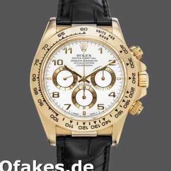 Replica Rolex Daytona 116518 Black Leather Strap White Dial 40mm Herren Replica Uhren