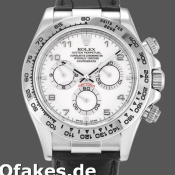 Replica Rolex Daytona 116519 White Arabic Dial Black Leather strap 40mm Herren Replica Uhren