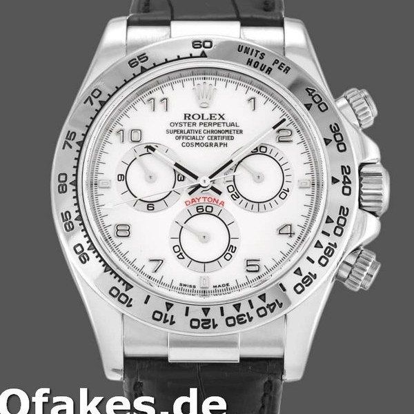 Replica Rolex Daytona 116519 White Arabic Dial Black Leather strap 40mm Herren Replica Uhren