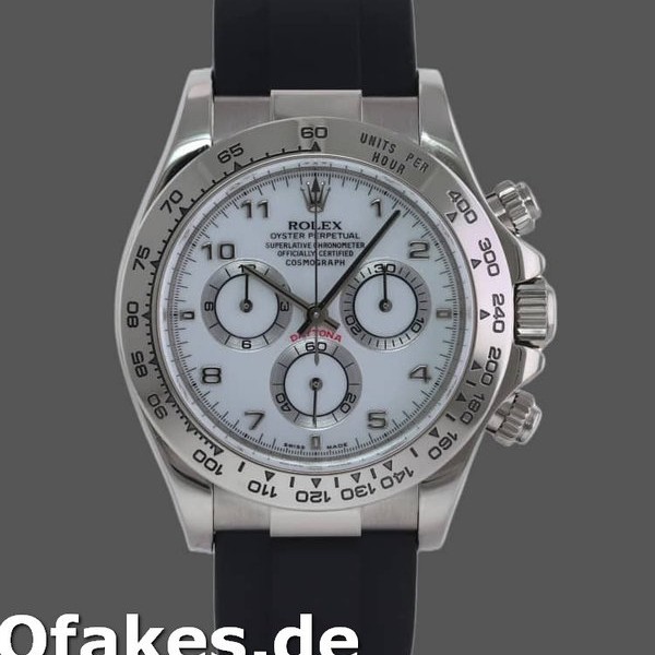 Replica Rolex Daytona 116519 weißes arabisches Zifferblatt Schwarzes Gummiband 40mm Herren Replica Uhren