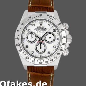 Replica Rolex Daytona 116519 weißes arabisches Zifferblatt braunes Lederarmband 40mm Herren Replica Uhren