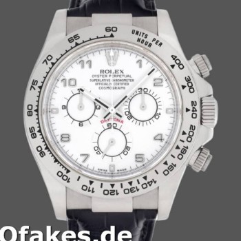 Replica Rolex Daytona 116519 White Dial Black Leather strap 40mm Herren Replica Uhren