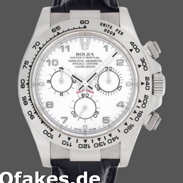 Replica Rolex Daytona 116519 White Dial Black Leather strap 40mm Herren Replica Uhren