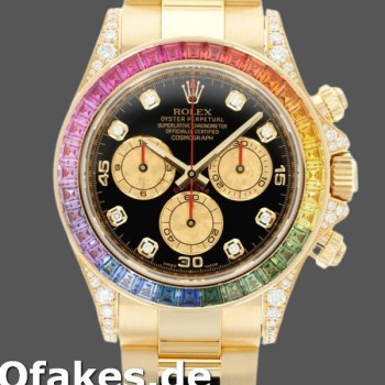 Replica Rolex Daytona 116528 Rainbow Bezel Black Diamond Dial 40mm Herren Replica Uhren