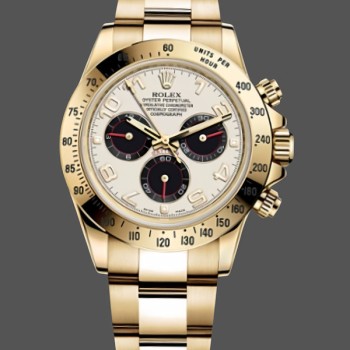 Replica Rolex Daytona 116528 Weißes Arabisches Zifferblatt Gelbgold 40mm Herren Replica Uhren